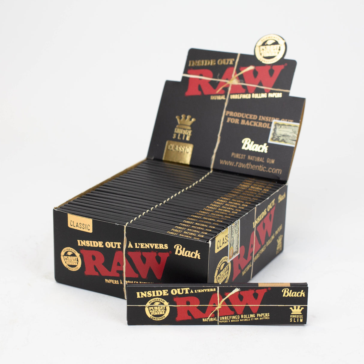 RAW Black Inside Out King slim Rolling Paper - 50 packs