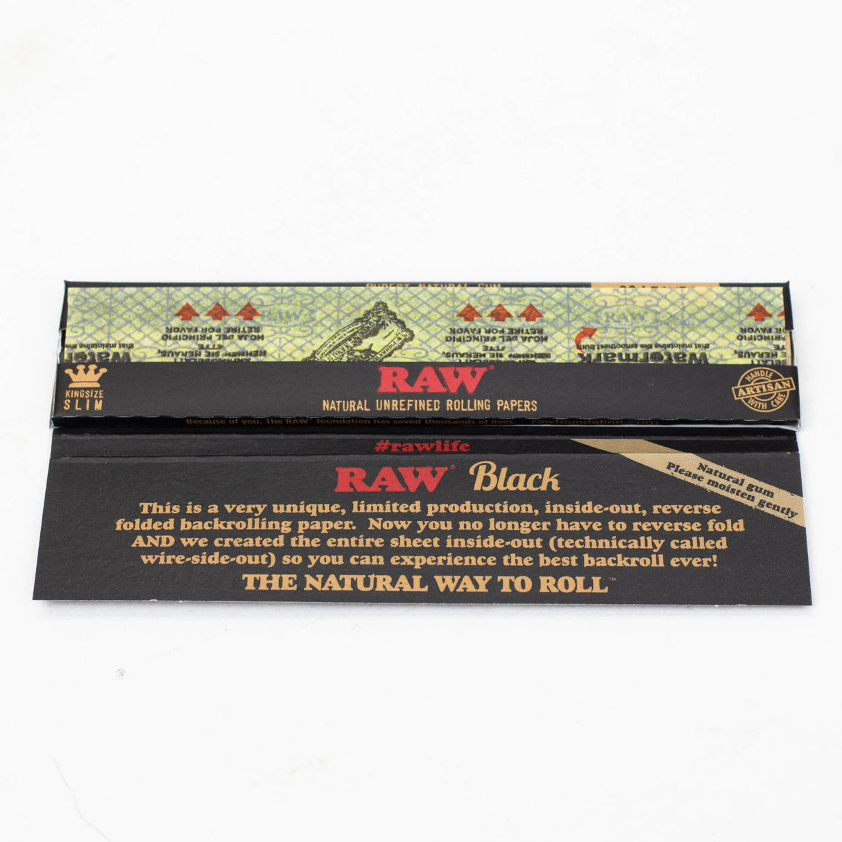RAW Black Inside Out King slim Rolling Paper - 50 packs