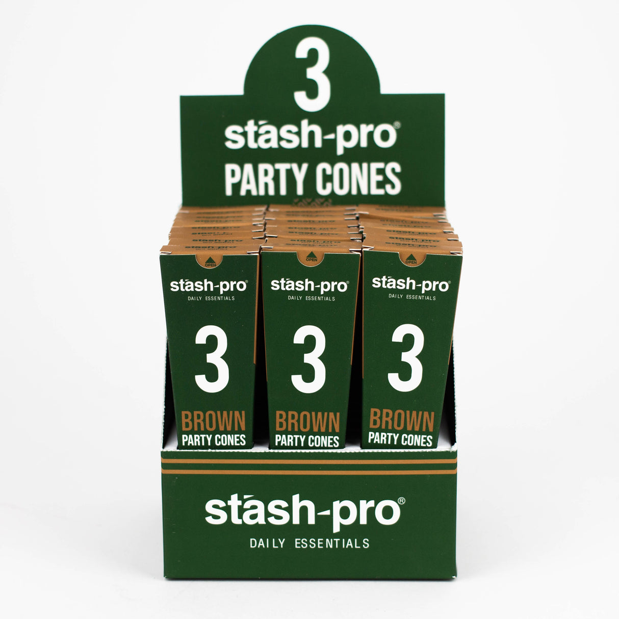 Stash-Pro | Unbleached (Brown) Party Pack 3 Cones box of 24