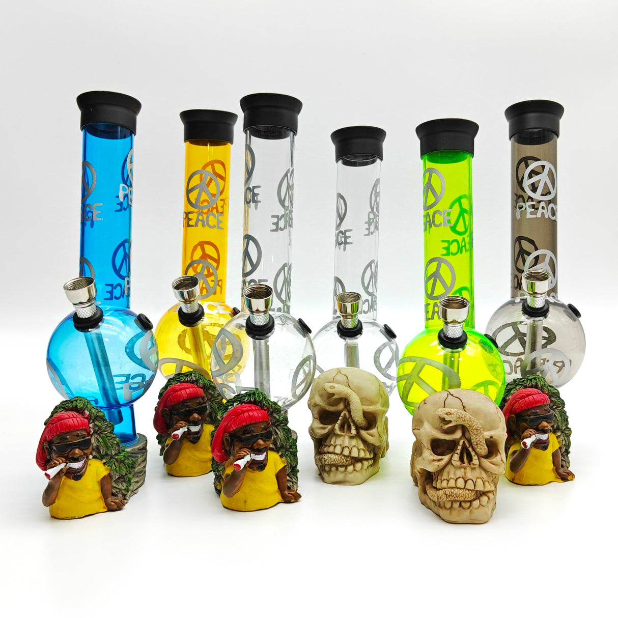 9" Acrylic Smoke-Man Water Pipe Assorted Colour