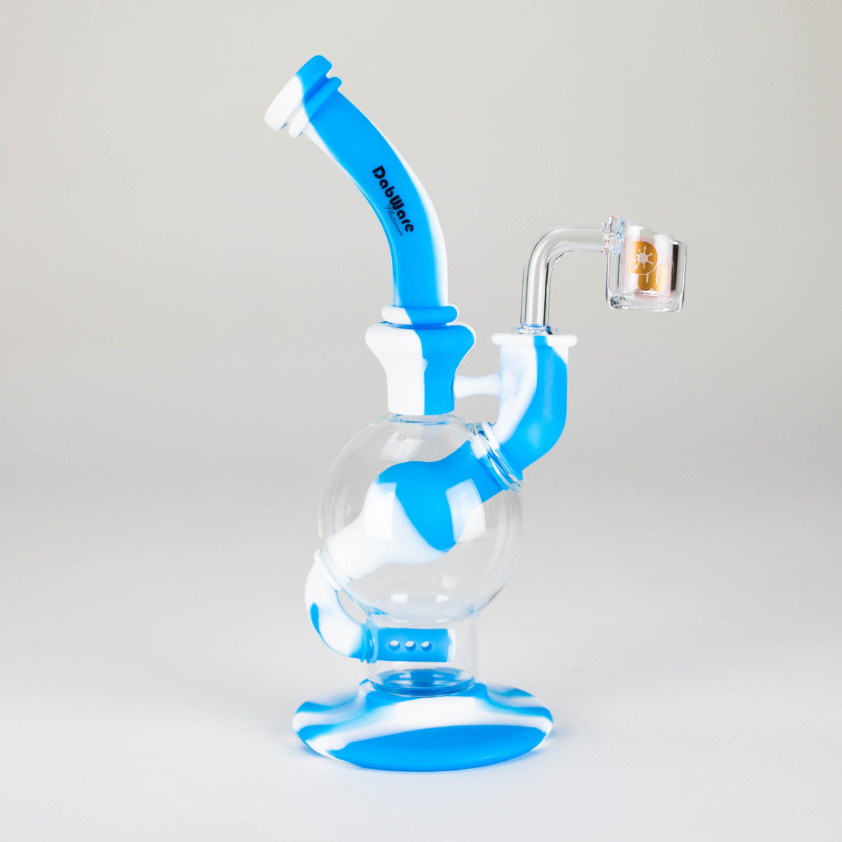 Dabware | 8" Silicone Rig Platinum Global Incycler Rig (Blue/White)