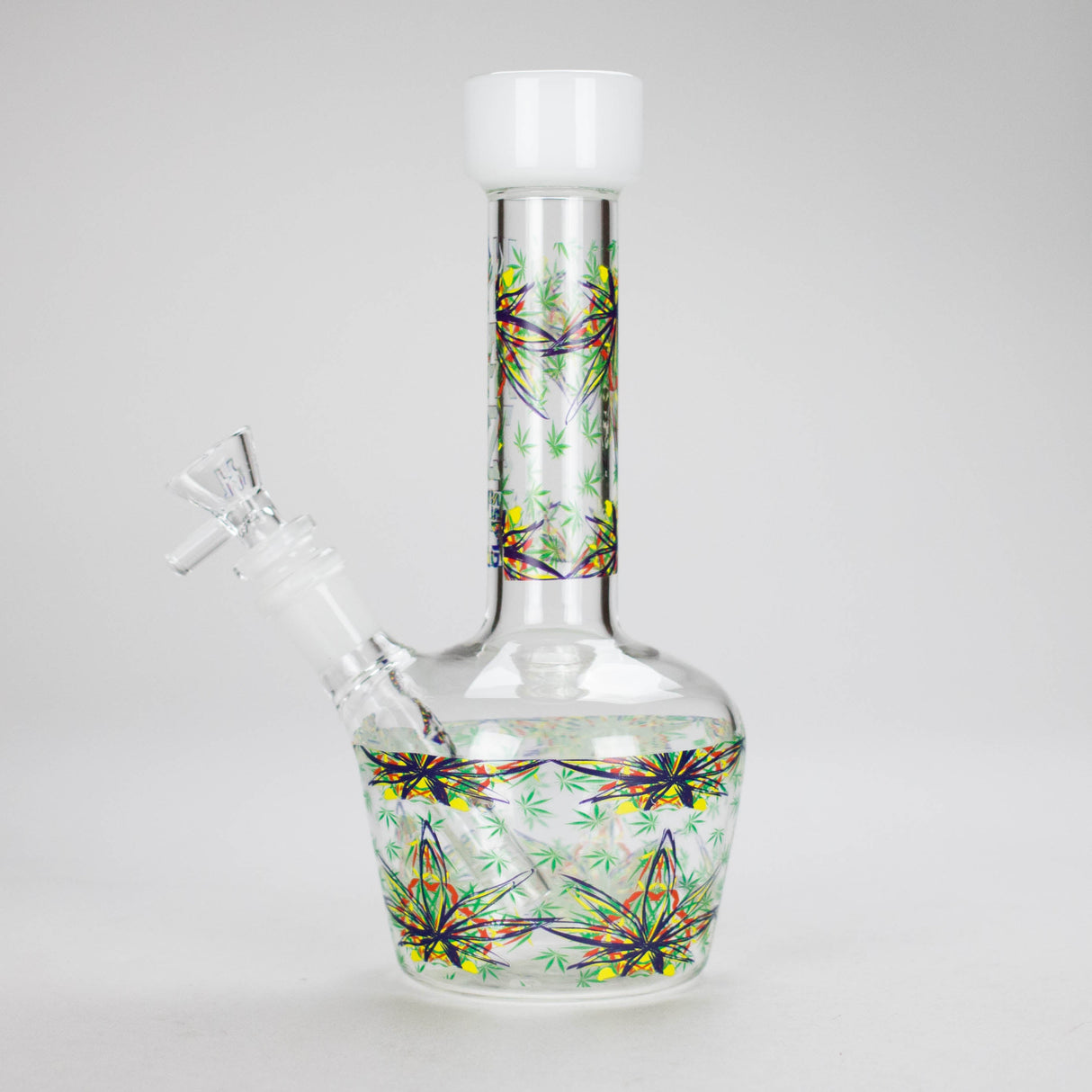 Haze | 9″ Leaves Dome Beaker Glass Bong – White (Mini-O)