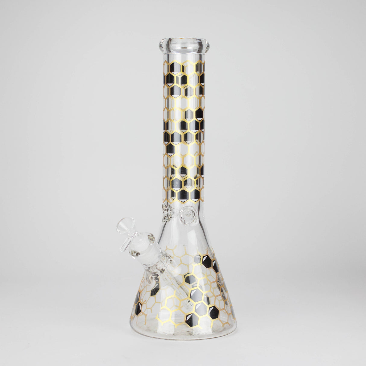 14" Beehive Design 7mm Thick Heavy Duty Glass Beaker Bong