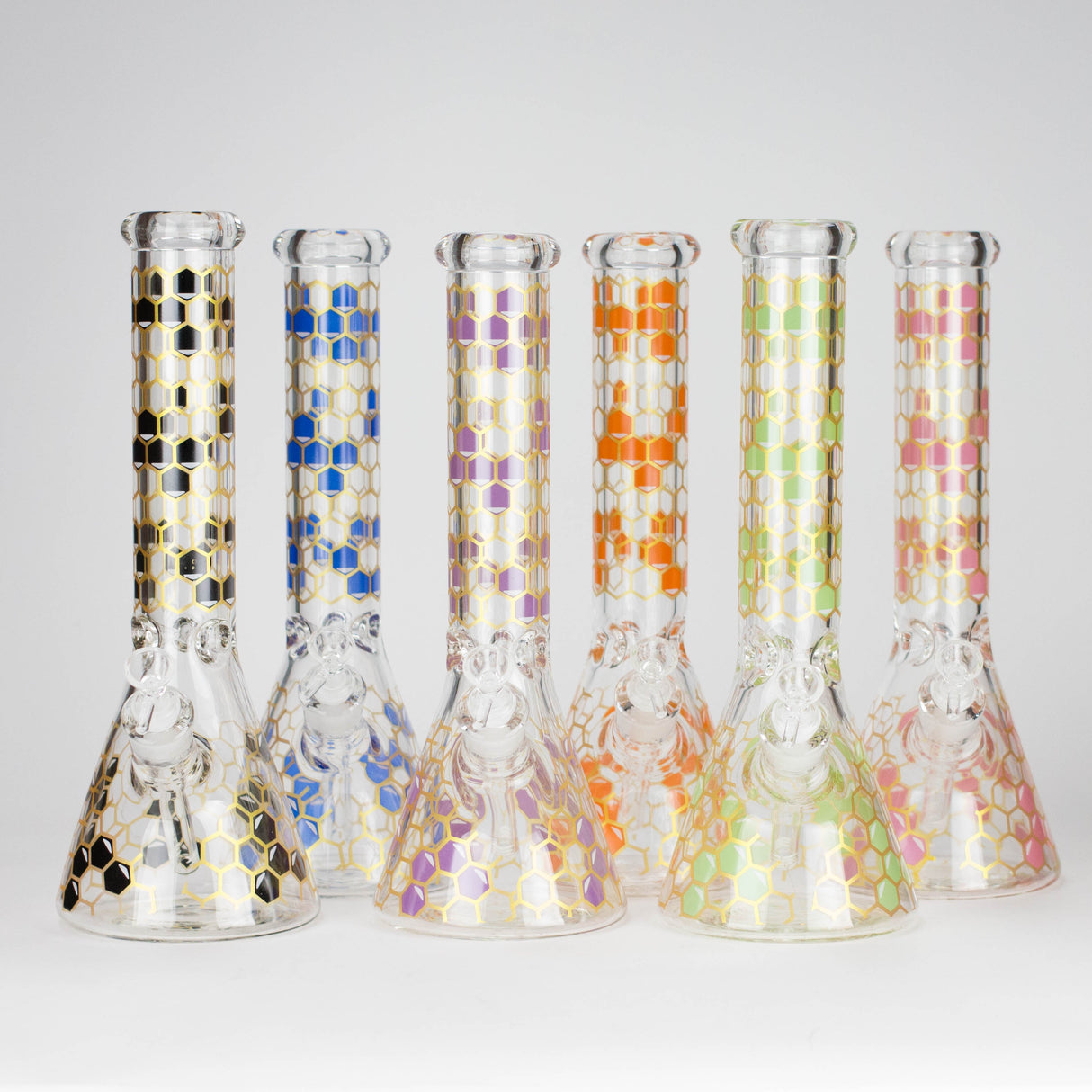 14" Beehive Design 7mm Thick Heavy Duty Glass Beaker Bong