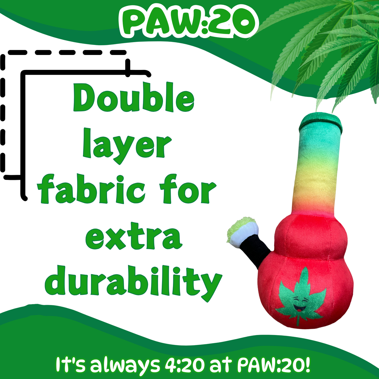 Bo da Bong - Parody Plush Rasta Color Squeaker Dog Toy - 9"