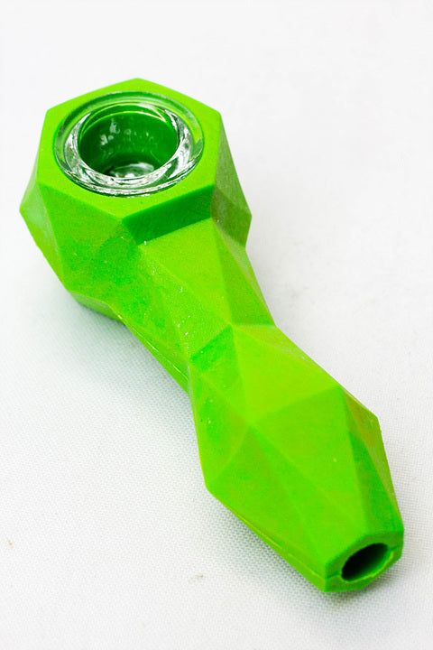 Silicone hand pipe with multi holes glass bowl ( GP1538 )