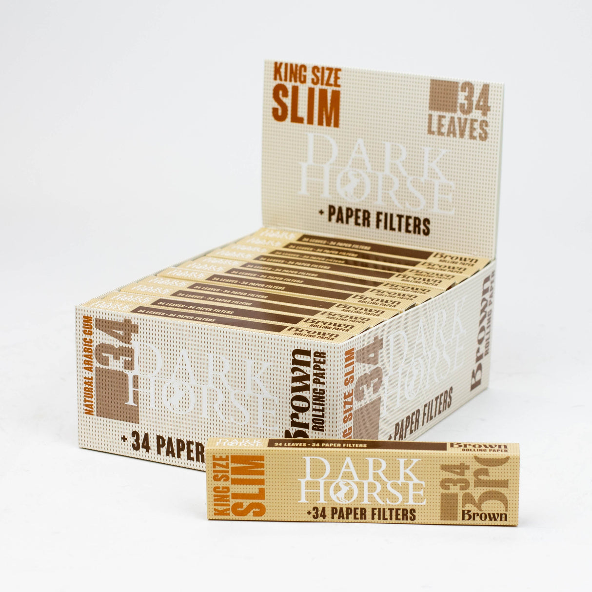 Rolling Paper DARK HORSE king slim BROWN Paper + Filters - 24 packs