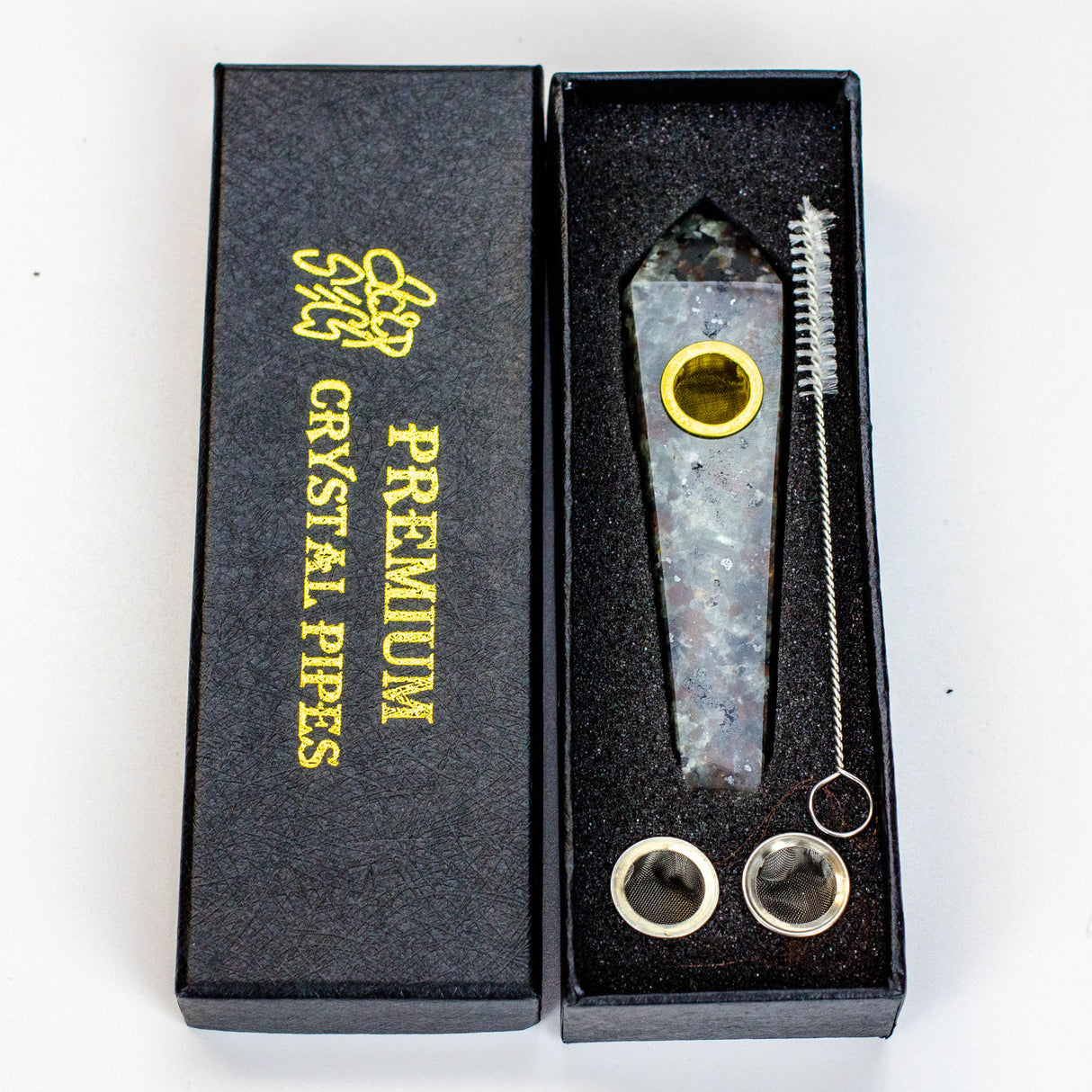 Acid Secs - Black light Natural Fire Stone Smoking Pipe with choke hole