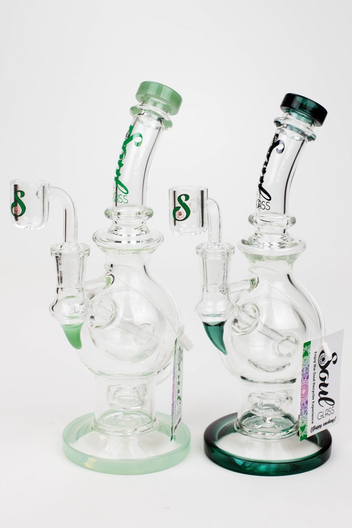SOUL Glass 9.5" Double Sphere Recycler Bong – 2-in-1 Dab Rig