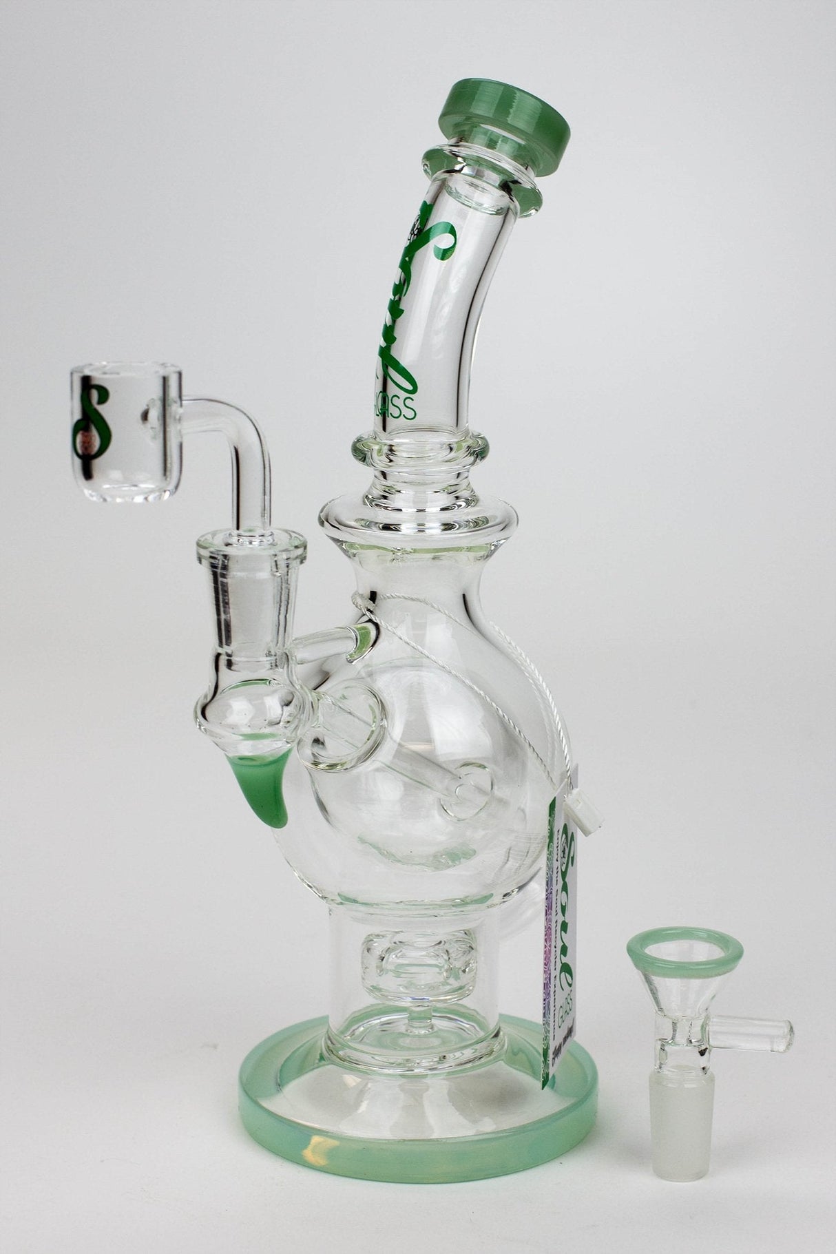 SOUL Glass 9.5" Double Sphere Recycler Bong – 2-in-1 Dab Rig