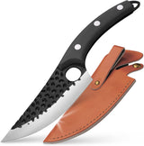 Boning Knife 110% Hand Forged Butcher Knife Camping Knife, Cleaver for Easy Cutting, Chopping, Deboning, fileting, BBQ – Outdoor and Kitchen Meat Cutting Knife