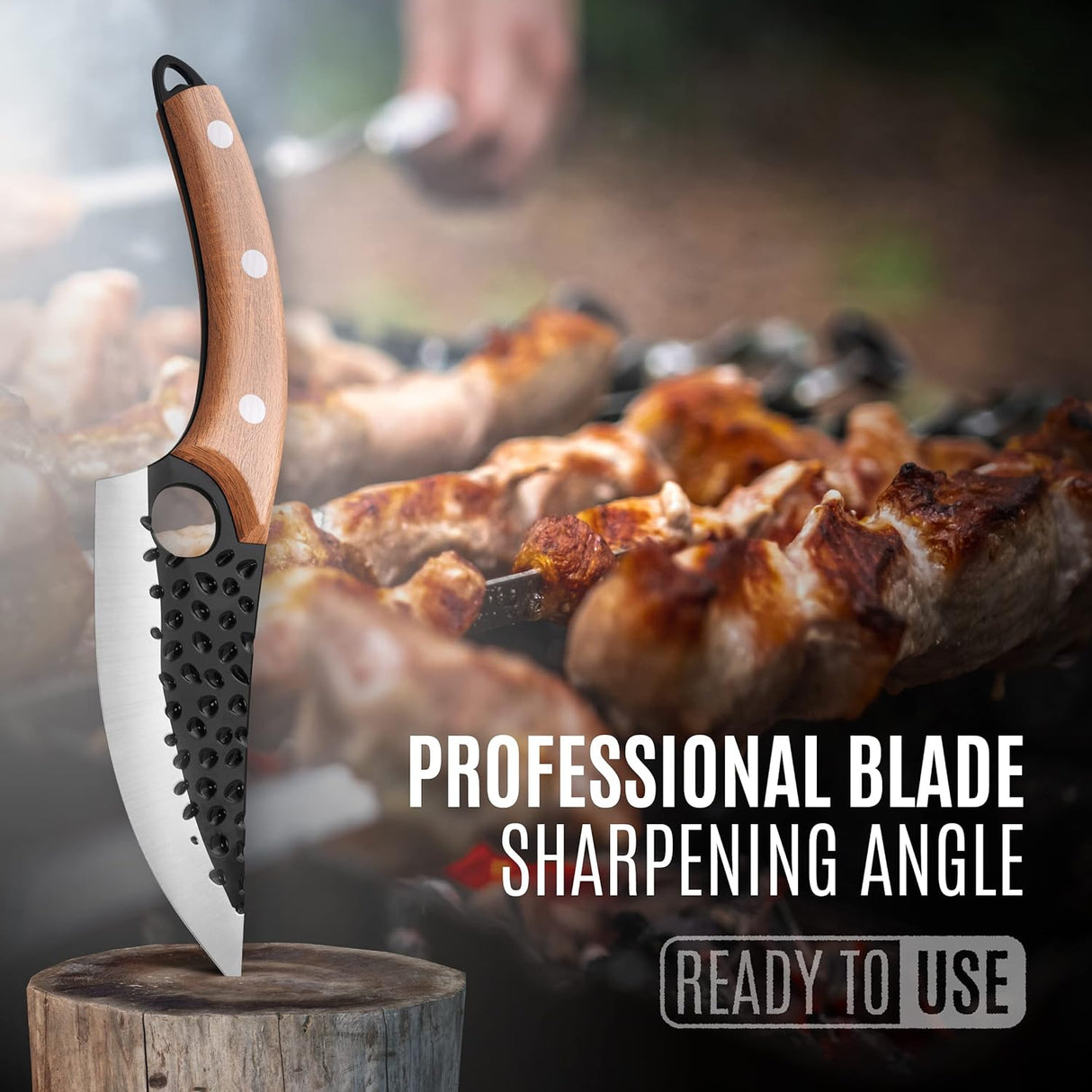 Boning Knife 110% Hand Forged Butcher Knife Camping Knife, Cleaver for Easy Cutting, Chopping, Deboning, fileting, BBQ – Outdoor and Kitchen Meat Cutting Knife
