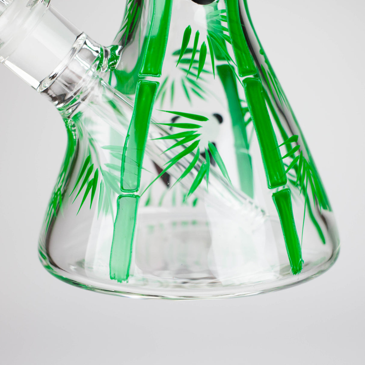 12" Panda & Bamboo Beaker Glass Bong – 7mm Thick with Ice Pinch
