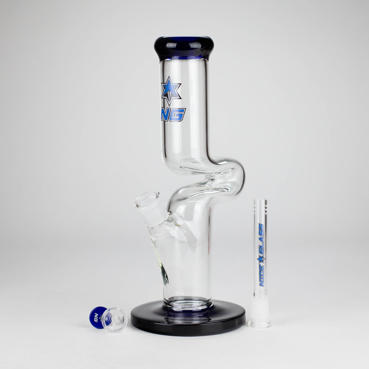 NG | 12" Zong Straight Bong – Colored Base & Slitted Downstem [G1103]