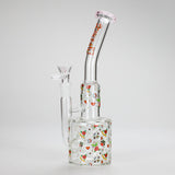 Haze | 10″ Skull & Red Roses Glass Bong – Pink (Mini-S)