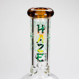 Haze | 9″ Heart Leaf Double Bubble Base Glass Bong with Color Lip – Amber (Mini-U)