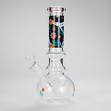 Haze | 9″ Skull Hand & Flower Bubble Base Glass Bong – Pink (Mini-V)