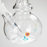 Haze | 9″ Skull Hand & Flower Bubble Base Glass Bong – Pink (Mini-V)