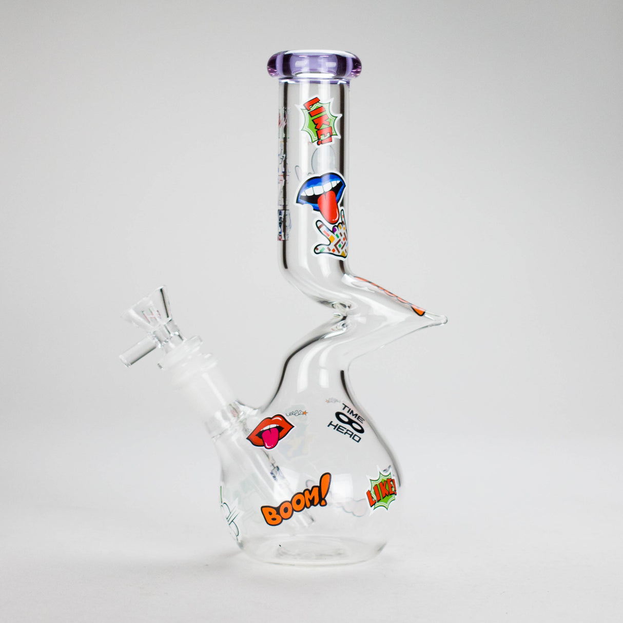 Haze | 9″ Zong Glass Bong with Color Lip – Purple (Mini-W)
