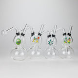 6" Flat Mush Mix Sticker Glass Oil Burner Pipe – Unique Double Bubble Design