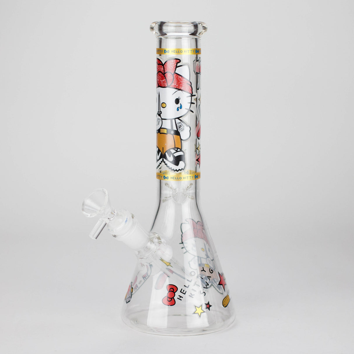 10" Wild Kitty Design Glass Beaker Bong