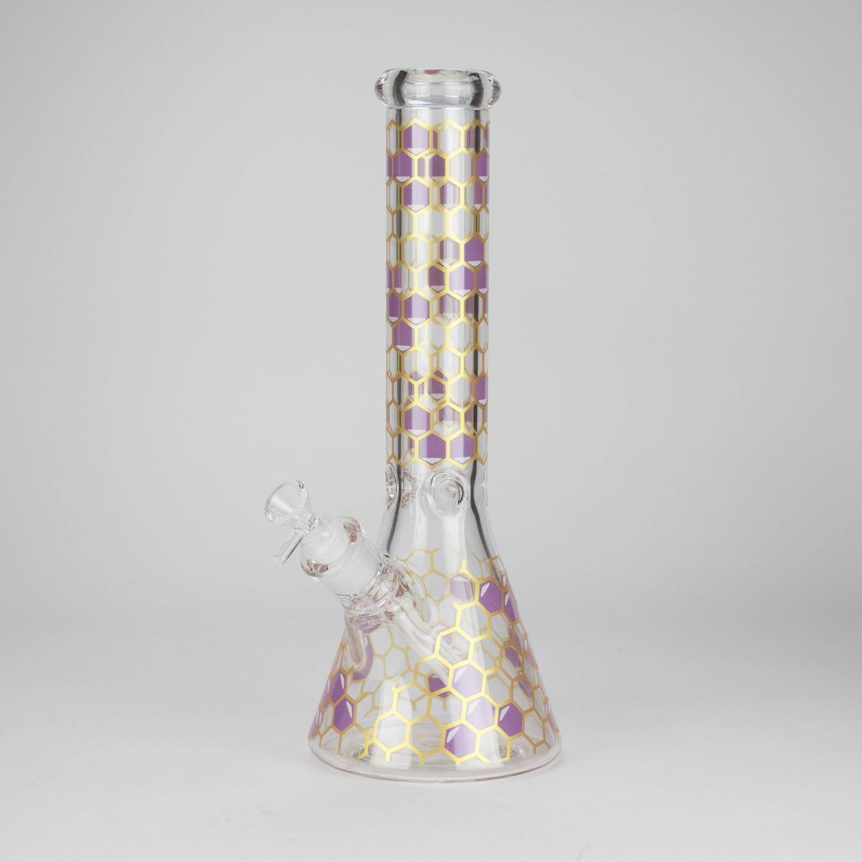 14" Beehive Design 7mm Thick Heavy Duty Glass Beaker Bong