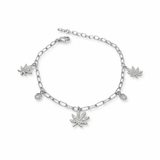 SILVER CANNABIS CHARMED BRACELET