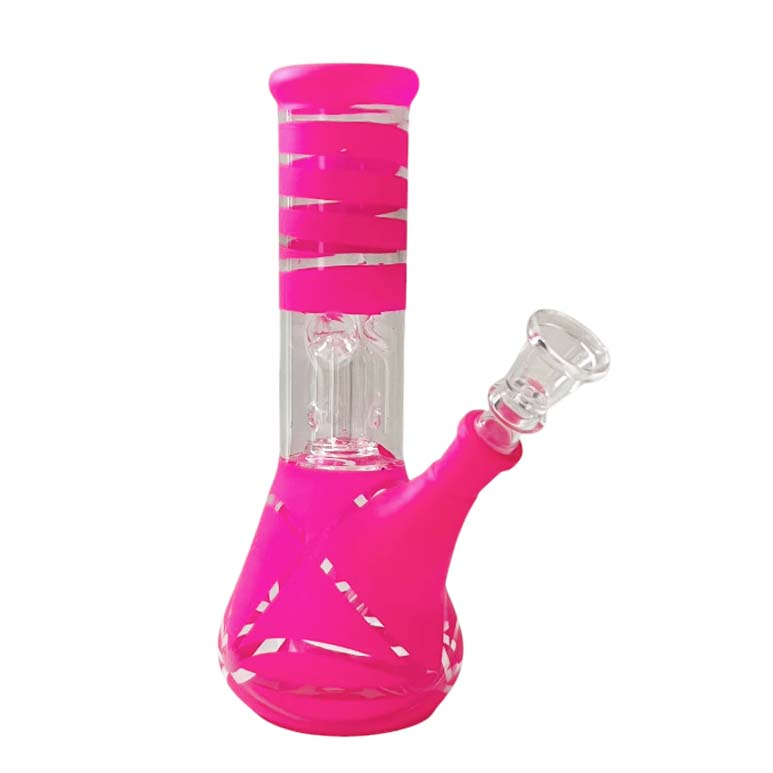 8” Color Spiral Beaker Bong – Built-In Perc