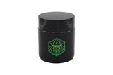 Small Glass Storage Jar and Lid - Real Printed Artwork - UV Protection - Helps Keep Goods Fresh with Light Protection- Tinted Black - 100 ml - Ancient Symbol Design - Accessories By Leaf-Way Brand