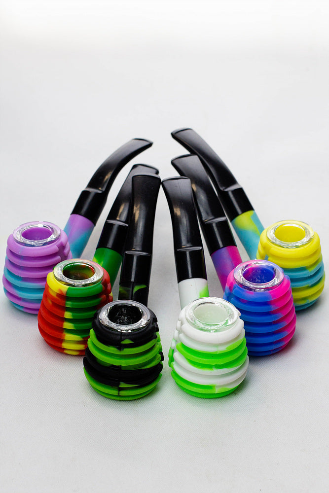 Sherlock Silicone pipe in display with glass bowl-WP134 - Display of 6