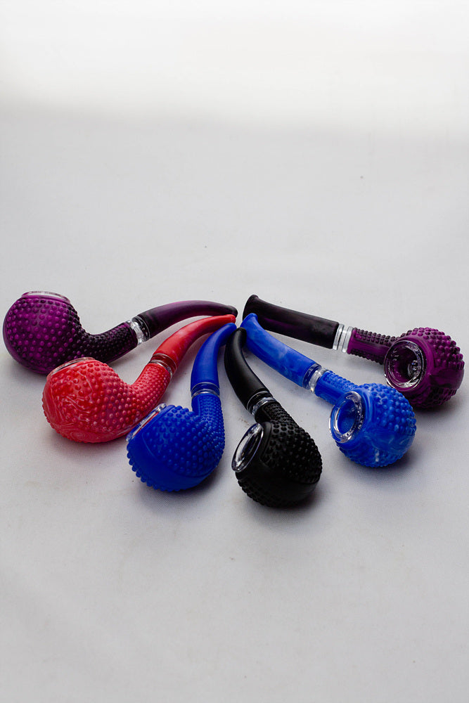 Sherlock Silicone pipe in display with glass bowl-WP164 - Display of 6