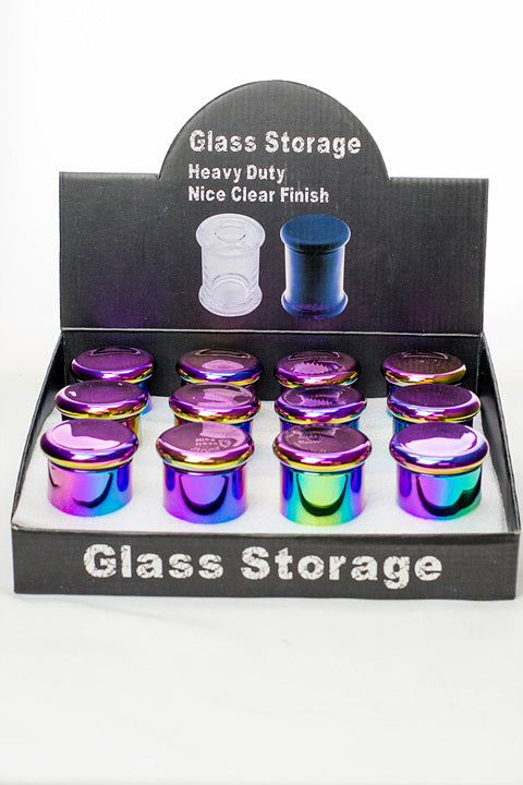 Heavy duty Glass stash 3 oz. Jars in a display case - 12 jars