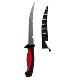 11.5″ Defender Comfort Yellow Grip Fish Fillet Knife Serrated Edge Blade w/ Sheath [9764B]