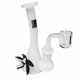BoroSci | 5.5" Bent Neck Flower Mini Beaker with Banger Glass Rig