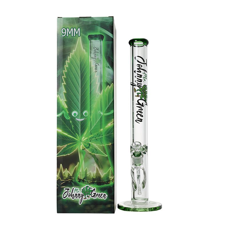 Johnny Green | 20″ 9mm Straight Tube with Grid Percolator Slide – Green (MJG-014)
