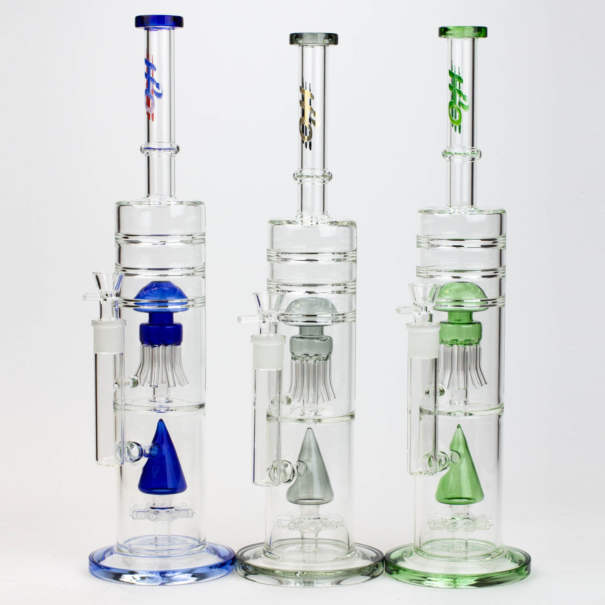 17" H2O dual diffuser glass water bong [H2O-5002]