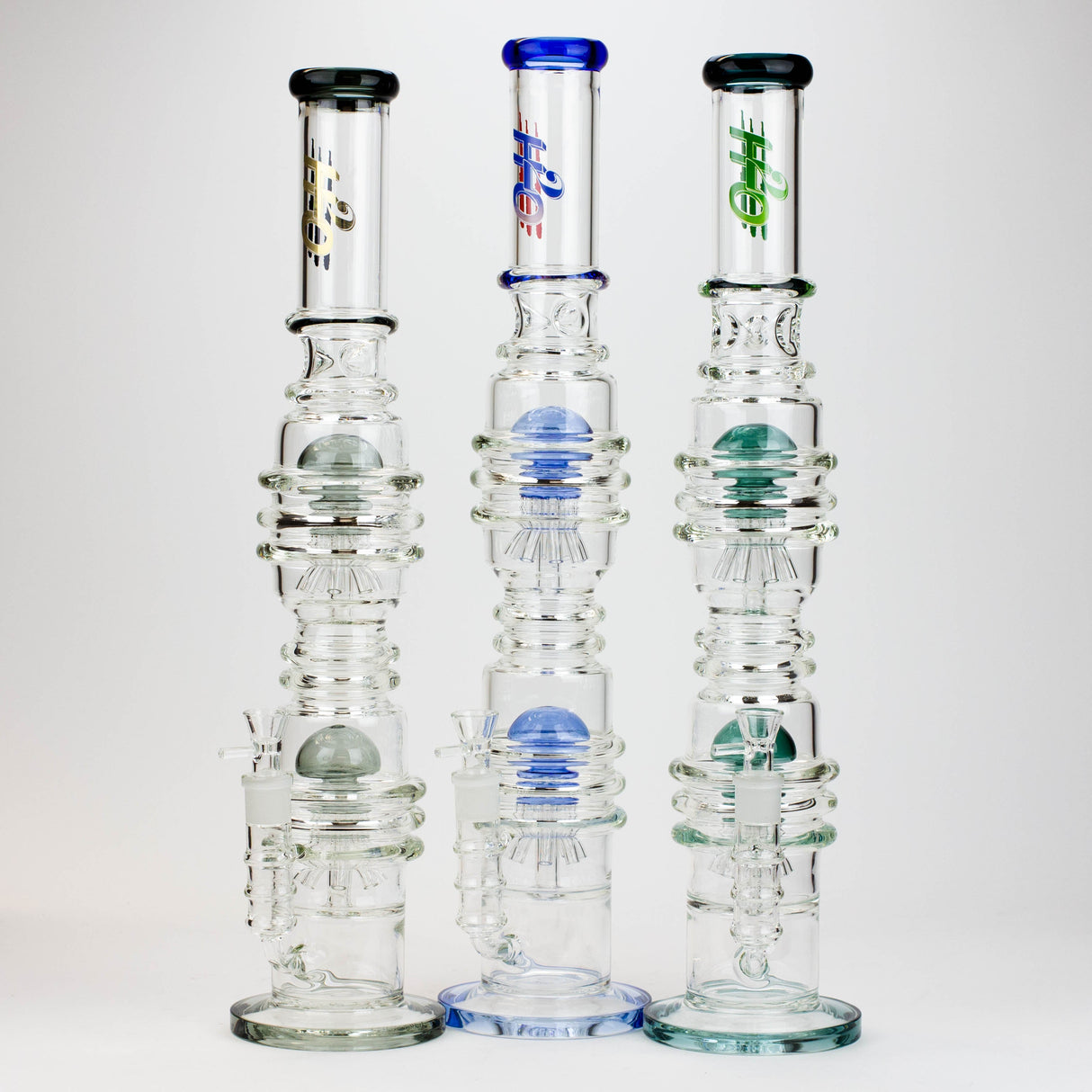 21" H2O  Dual percolator glass water bong [H2O-5004]