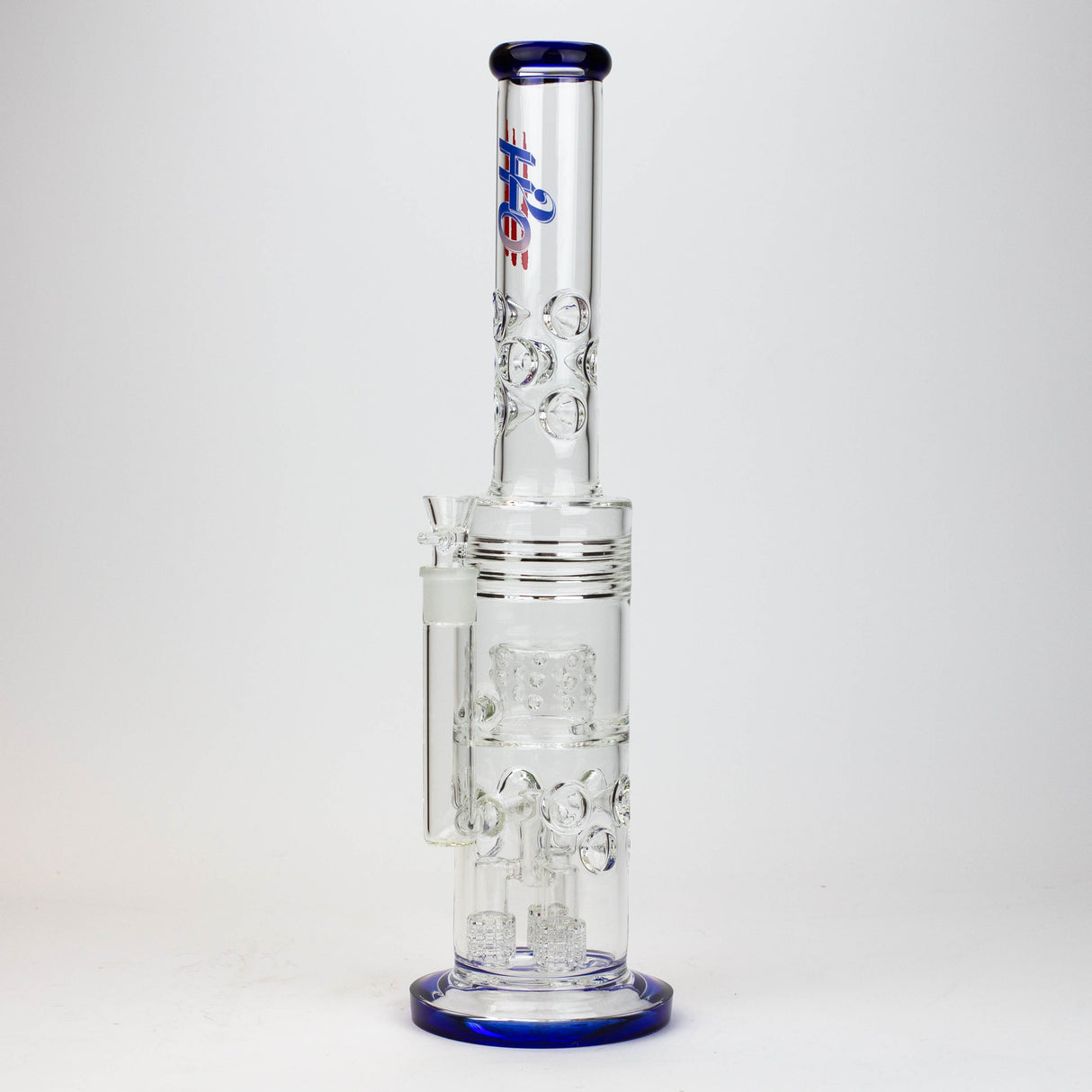 18" H2O glass water bong with triple mini shower head diffuser [H2O-5007]